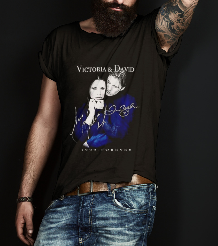 Victoria And David Beckham 1999 Forever Signatures T-Shirt