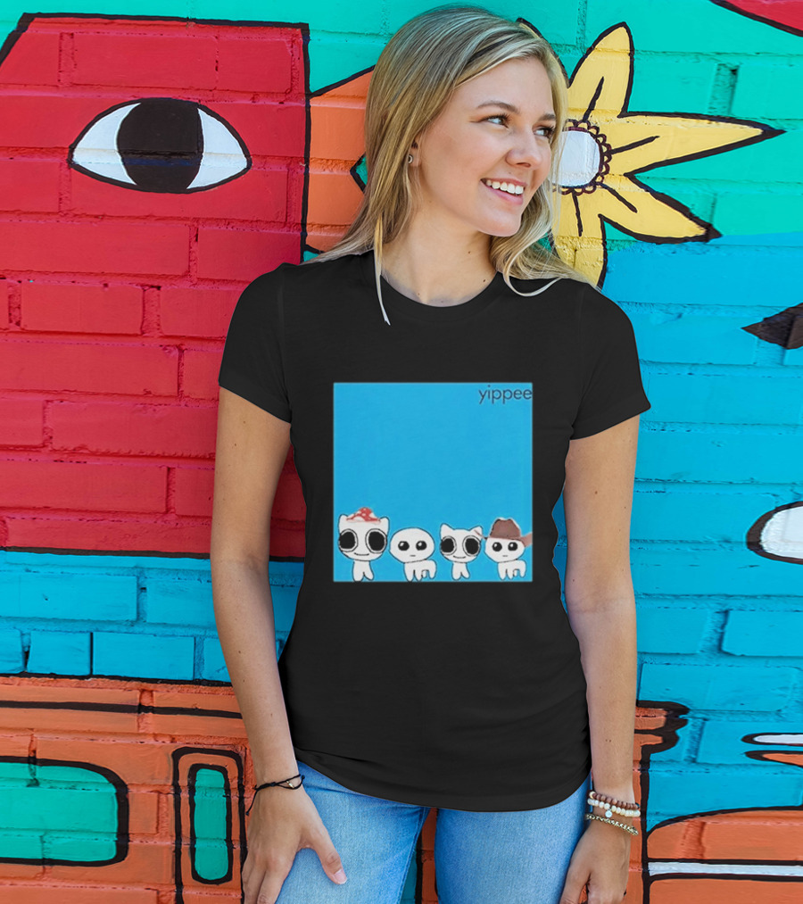 Yippee Blue Album Cringey Cartoon Characters With Cowboy And Chef Hats T-Shirt