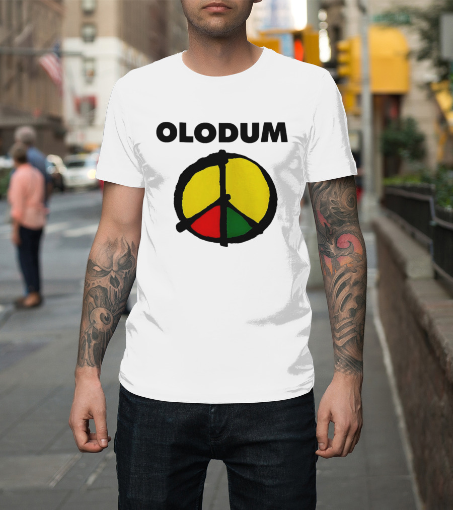 Michael Olodum Peace Symbol Red Yellow Green T-Shirt