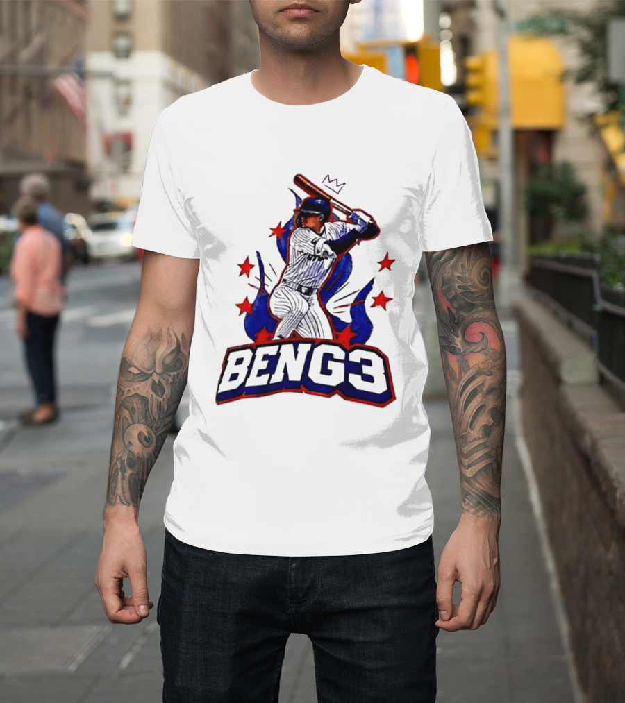 BENG3 Baseball Player Pinstripe Jersey Crown Stars T-Shirt