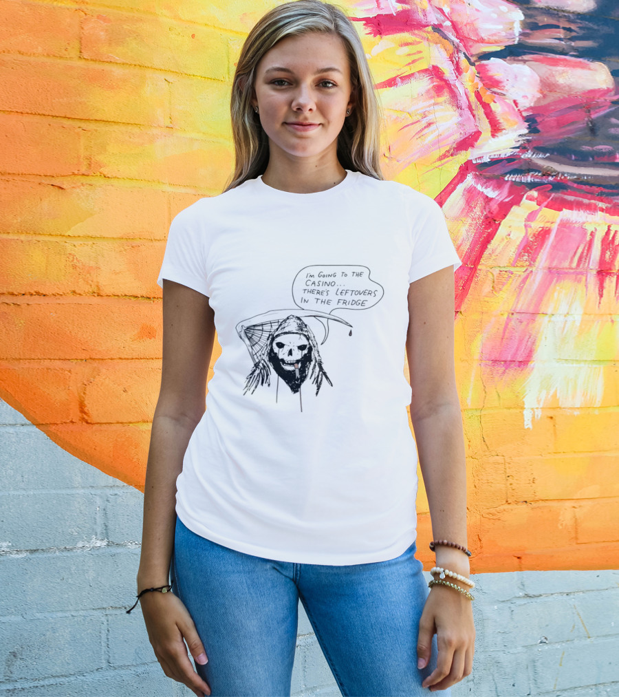 Skeleton Smoking Going To The Casino Leftovers In The Fridge T-Shirt