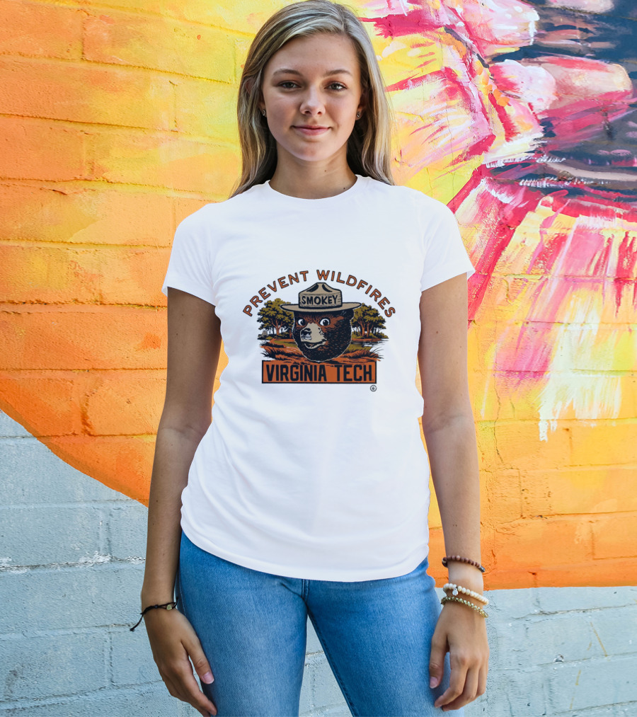 Smokey Bear Virginia Tech Prevent Wildfires Collaboration T-Shirt