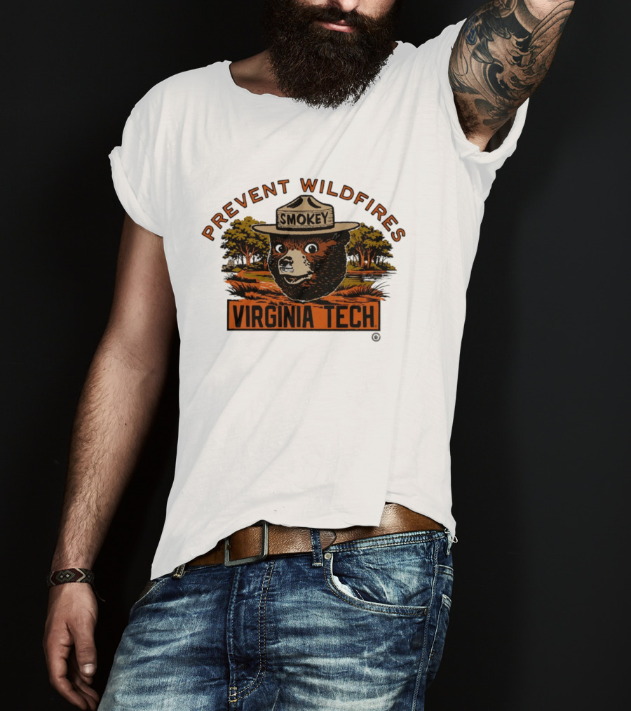Smokey Bear Virginia Tech Prevent Wildfires Collaboration T-Shirt