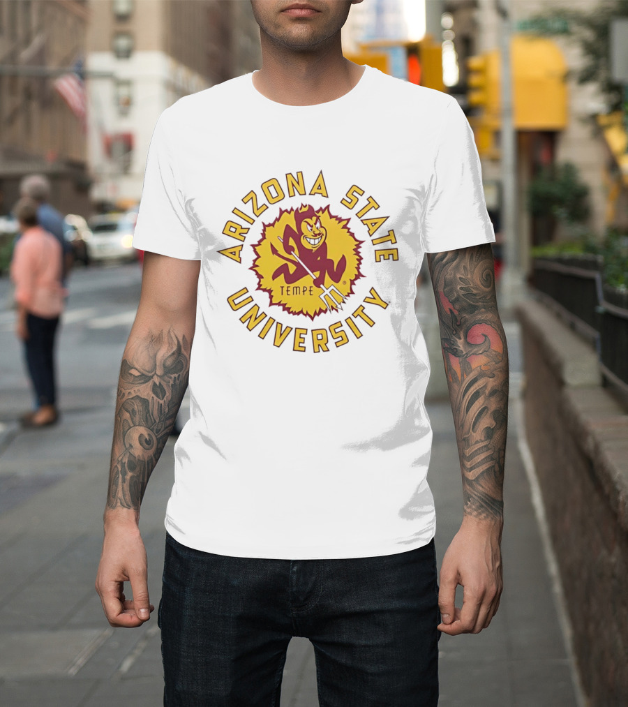 Arizona State University Sunburst Tempe Sparky Pitchfork T-Shirt