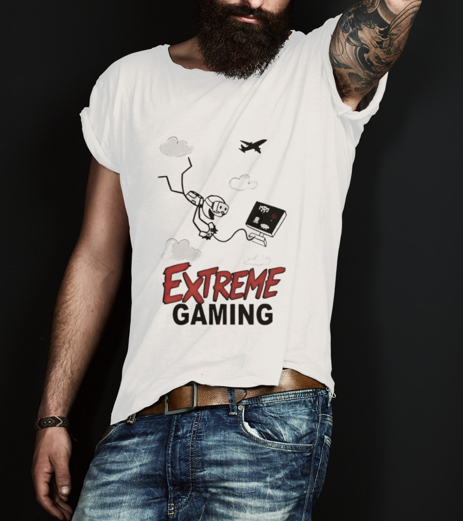 Boys Extreme Gaming Adventure Controller Clouds Plane T-Shirt