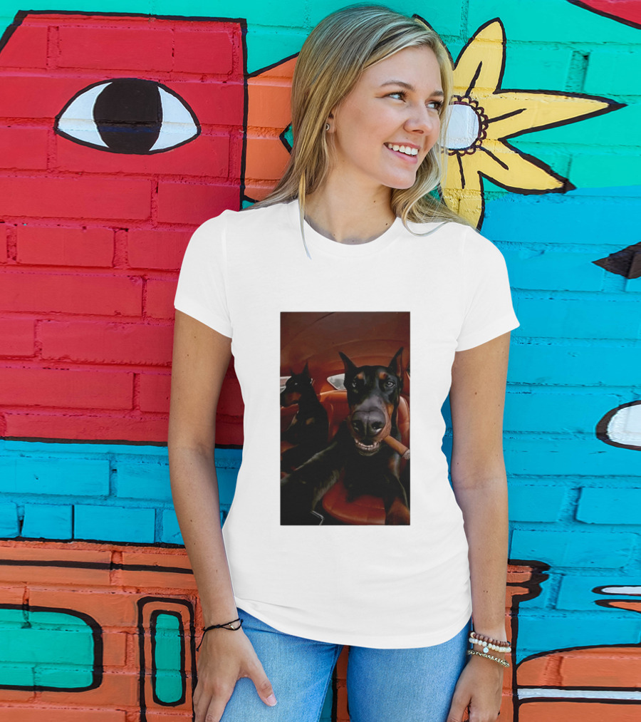 Doberman Smoking Cigar In Car Selfie T-Shirt