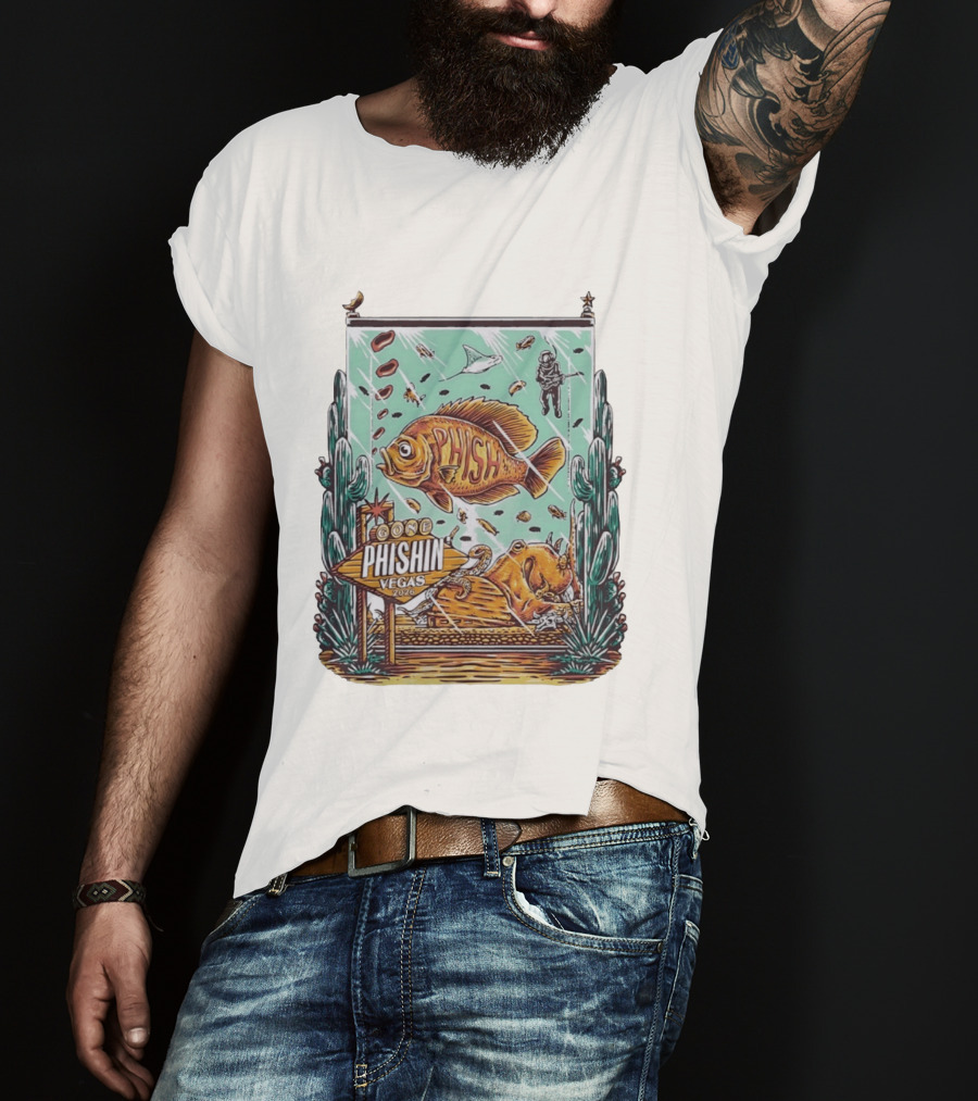 Gone Phishin Vegas 2026 Colorful Fish And Cactus Scene T-Shirt