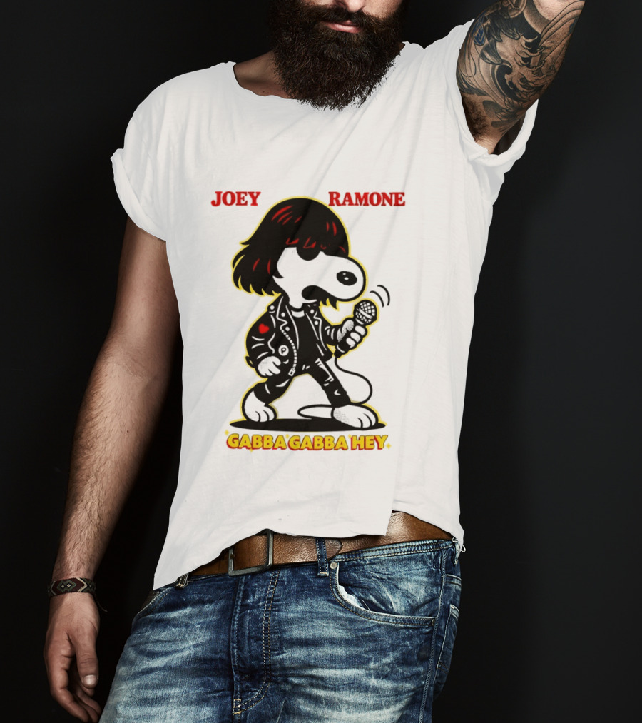 Snoopy Joey Ramone Gabba Gabba Hey Peanuts Crossover Iconic Collaboration T-Shirt