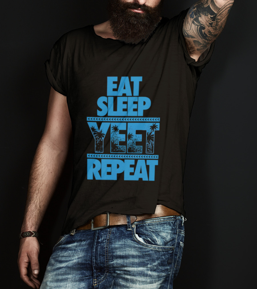 Eat Sleep Yeet Repeat WWE Jey Uso Blue Tropical T-Shirt