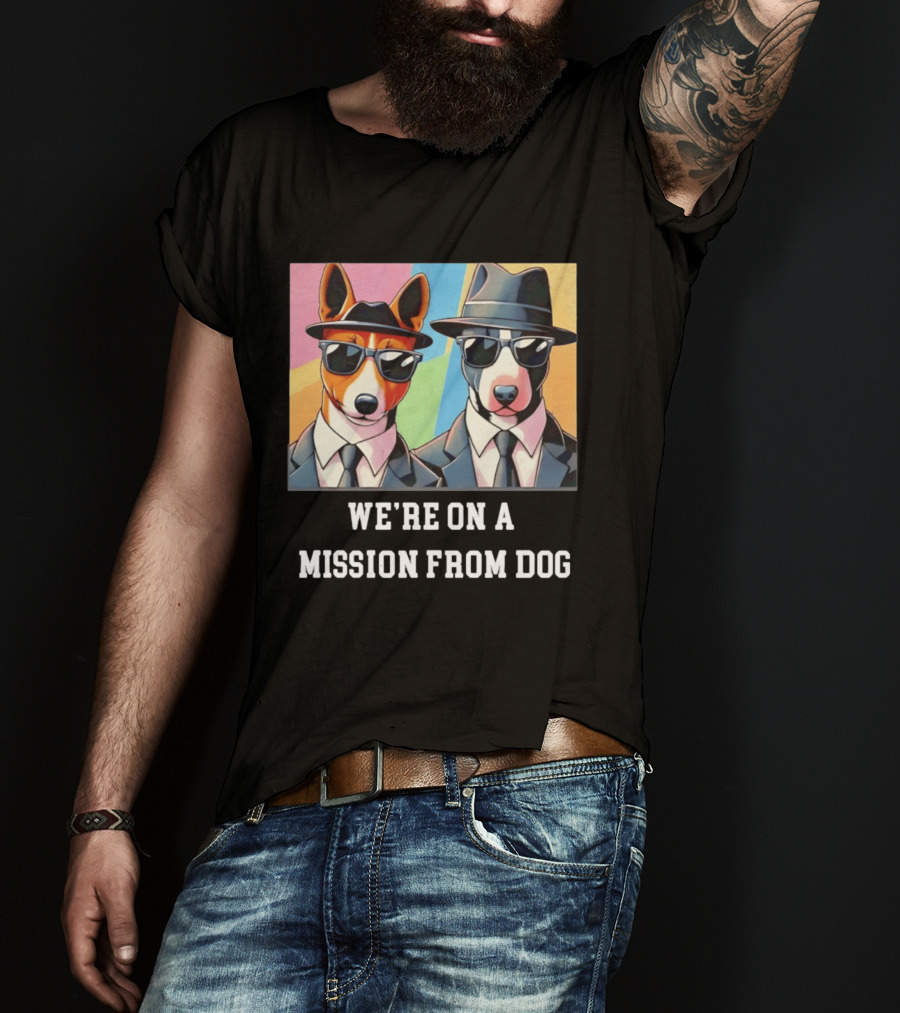 Basenji Dog Black Suit Mission From Dog Sunglasses And Hats T-Shirt