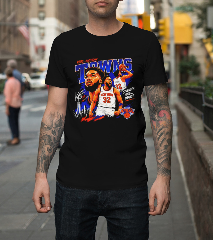 Karl Anthony Towns New York Knicks Strength Skill Impact 32 T-Shirt