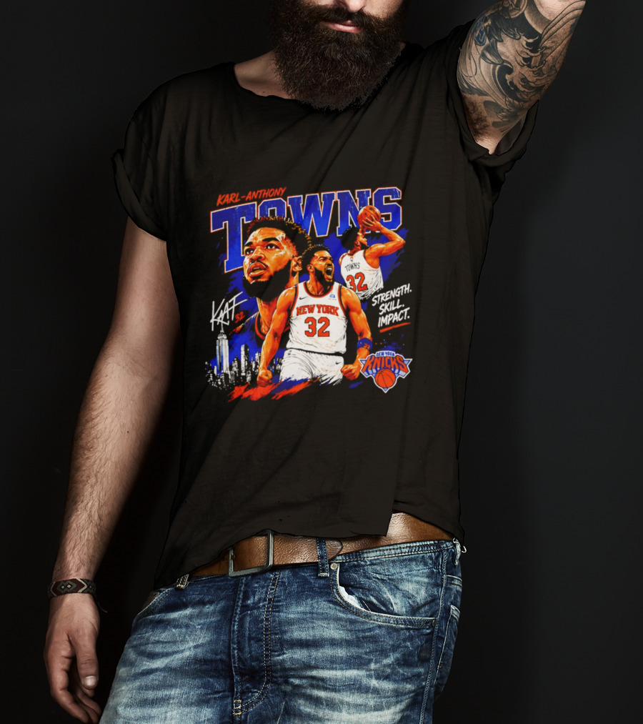 Karl Anthony Towns New York Knicks Strength Skill Impact 32 T-Shirt