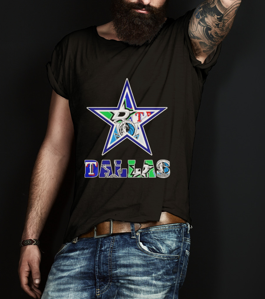 Dallas Cowboys Mavericks Stars Rangers Sports Team Star Mashup T-Shirt