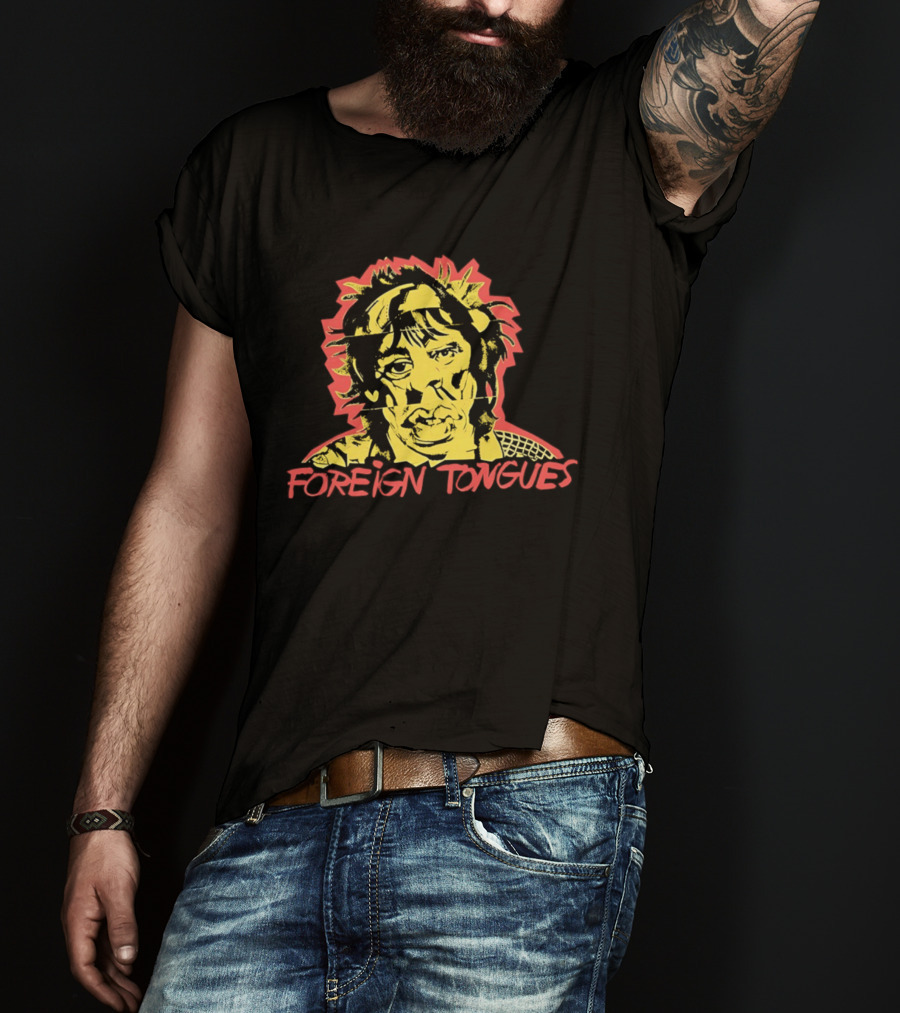 Foreign Tongues Neon Pop Art Vintage Retro 80s Distorted Face T-Shirt