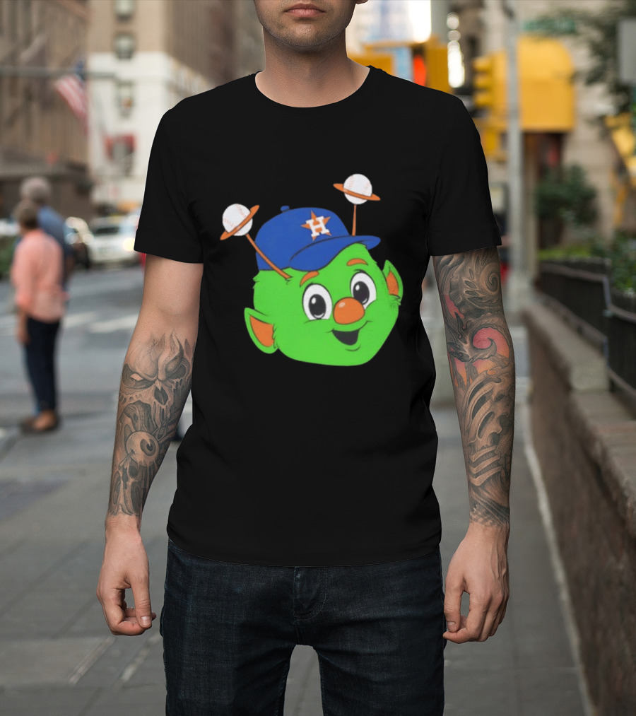 Houston Astros Orbit Character Face With Baseball Antennae T-Shirt