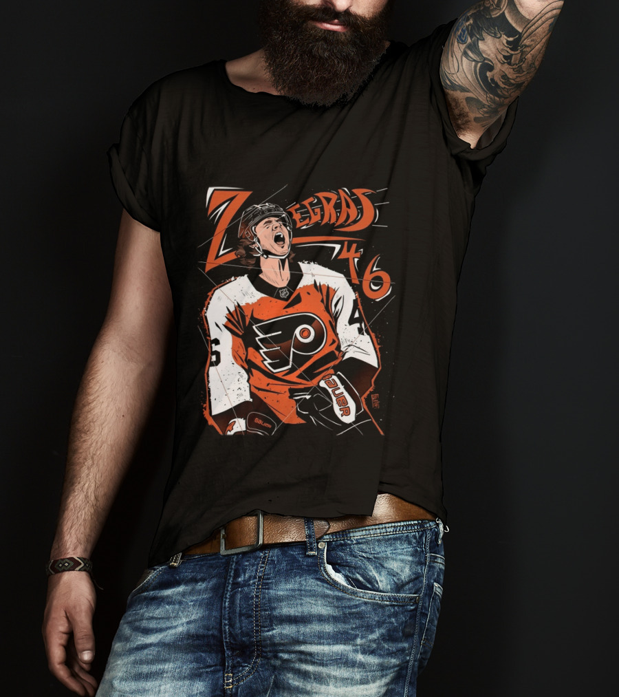 Zegras 46 Philadelphia Flyers Hockey Bauer Sports T-Shirt
