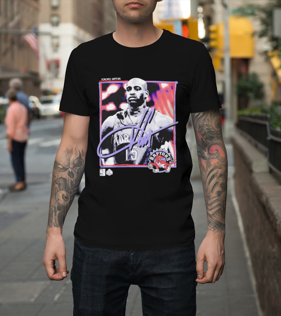 Vince Carter Number 15 Toronto Raptors NBA Hardwood Classics Freeze Frame T-Shirt