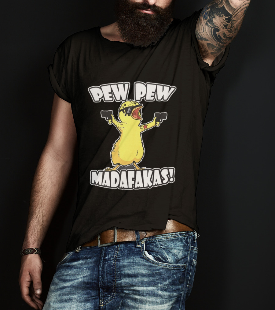 Pew Pew Madafakas Yellow Duck With Pistols T-Shirt