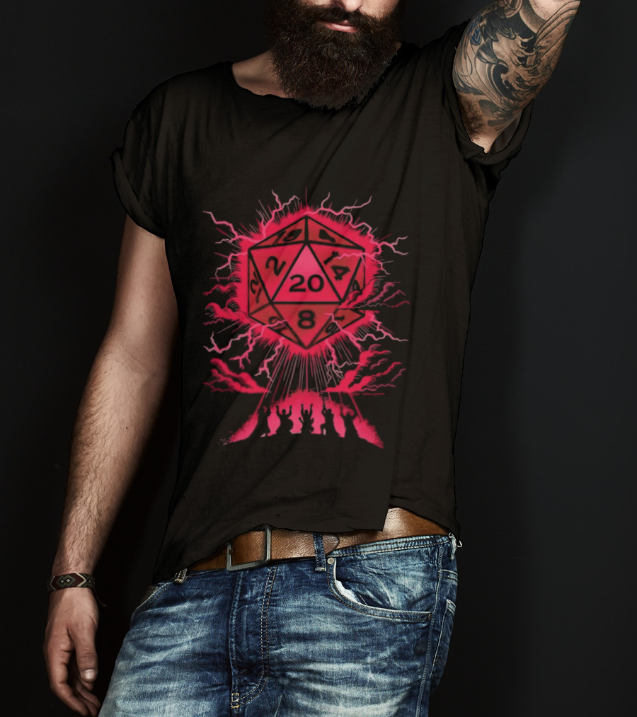 D20 Critical Blessing Dice Explosion Fantasy Game T-Shirt