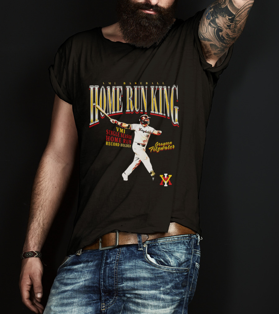 VMI Baseball Home Run King Grayson Fitzwater Single Season Record Holder T-Shirt