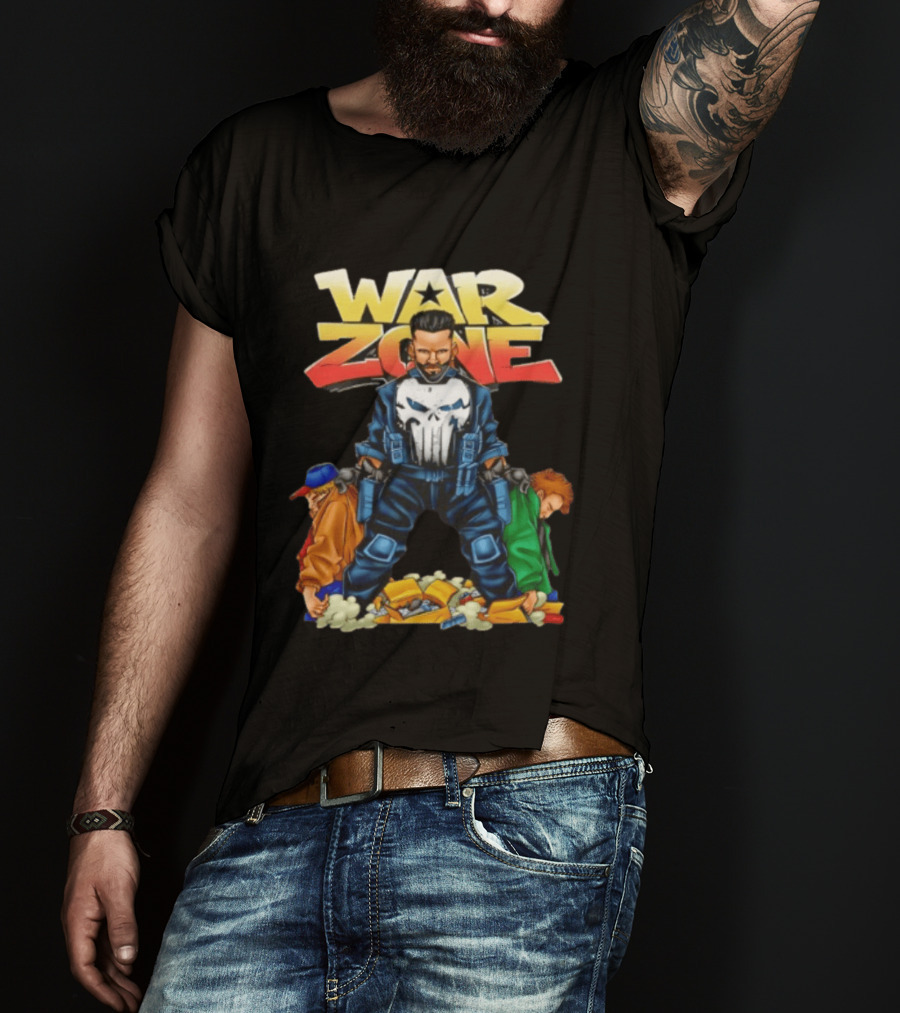 War Zone Original Cartoon Character With Two Enemies T-Shirt