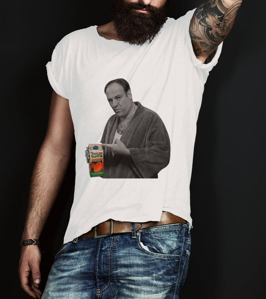 The Sopranos Tony Soprano Holding Tropicana Pure Premium Orange Juice T-Shirt