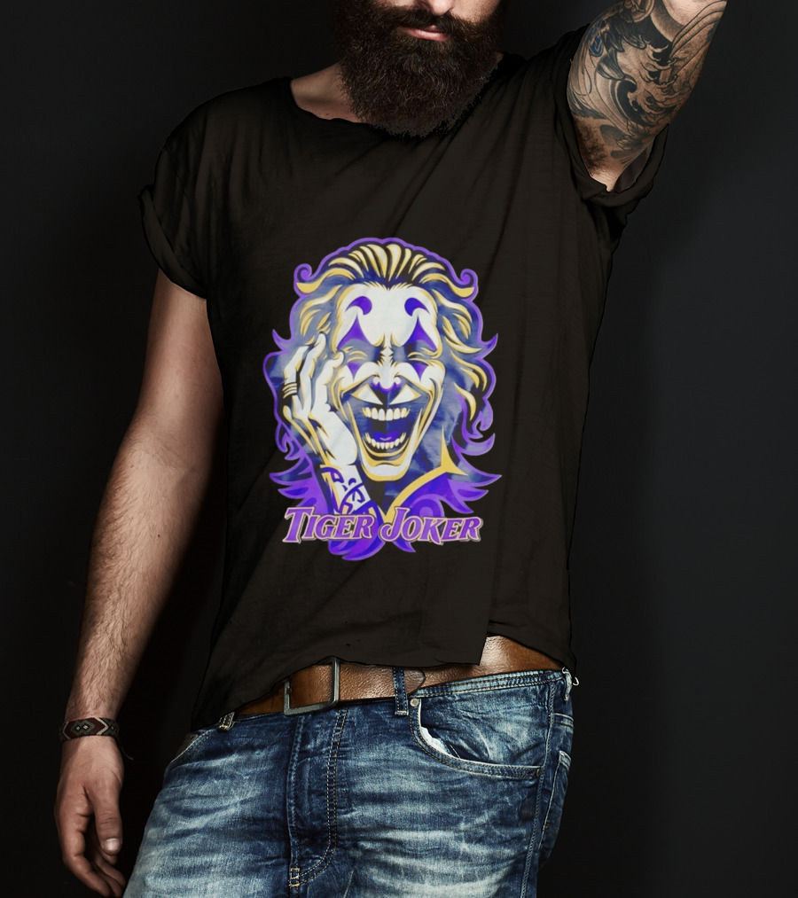 Tiger Joker Mischievous Grin Purple Aura T-Shirt