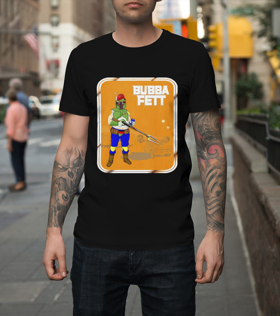 Bubba Fett Cartoon Camper And Spaceship T-Shirt