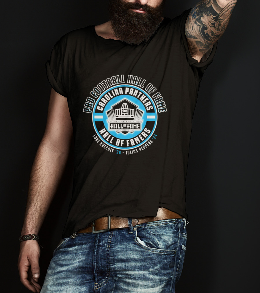 Carolina Panthers Pro Football Hall Of Fame Luke Kuechly 2026 Julius Peppers 2024 T-Shirt