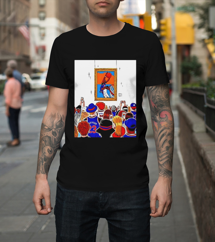 Mitchell Robinson New York Knicks Dunk Over Joel Embiid Crowd T-Shirt