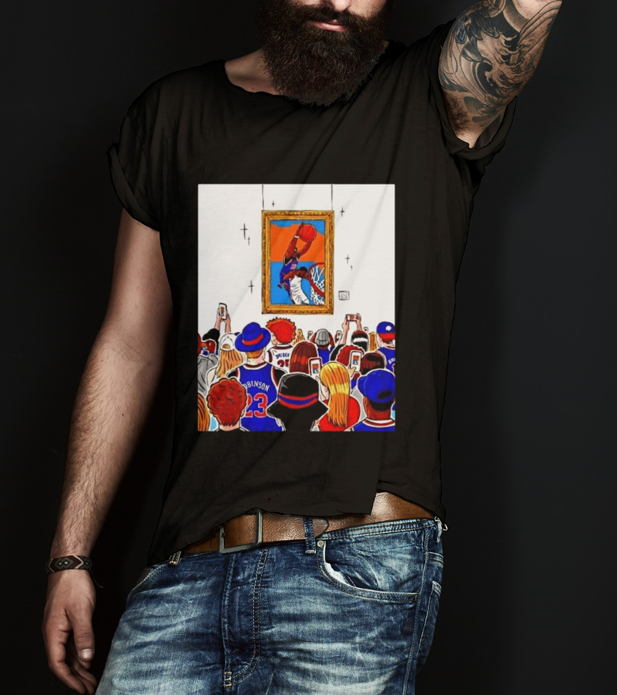 Mitchell Robinson New York Knicks Dunk Over Joel Embiid Crowd T-Shirt