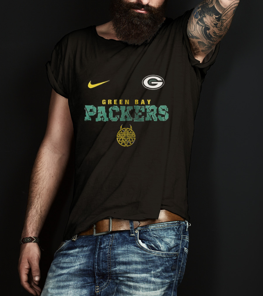 Nike Green Bay Packers Disturbed Down With The Sickness Collaboration T-Shirt