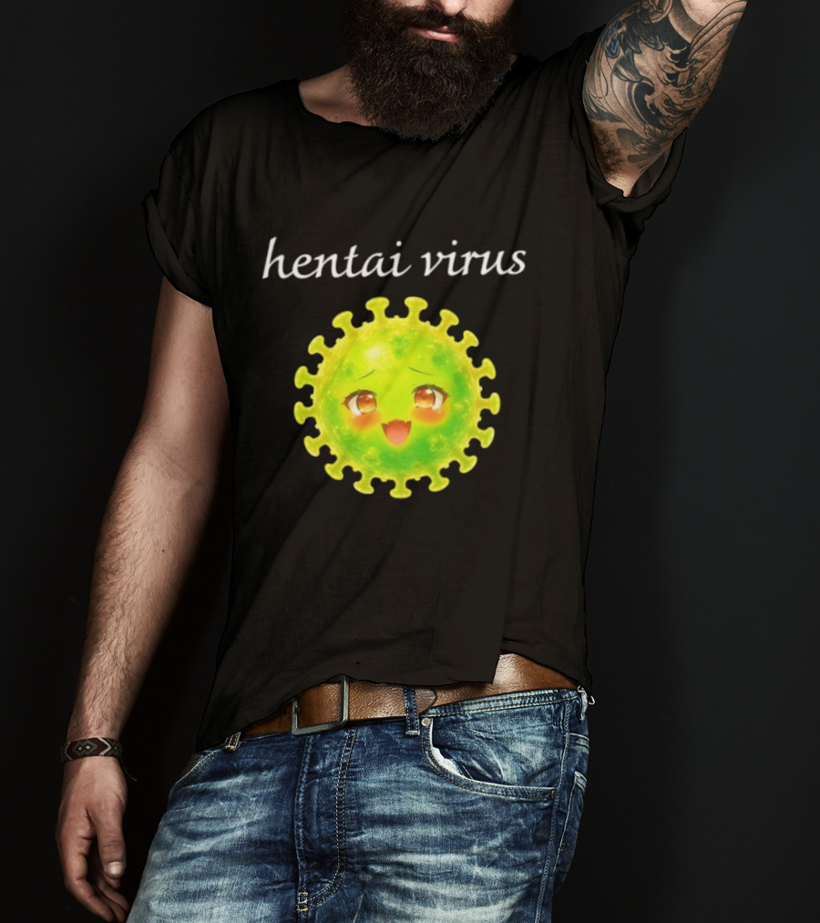 Hentai Virus Kawaii Face Cute Green Cartoon Meme T-Shirt