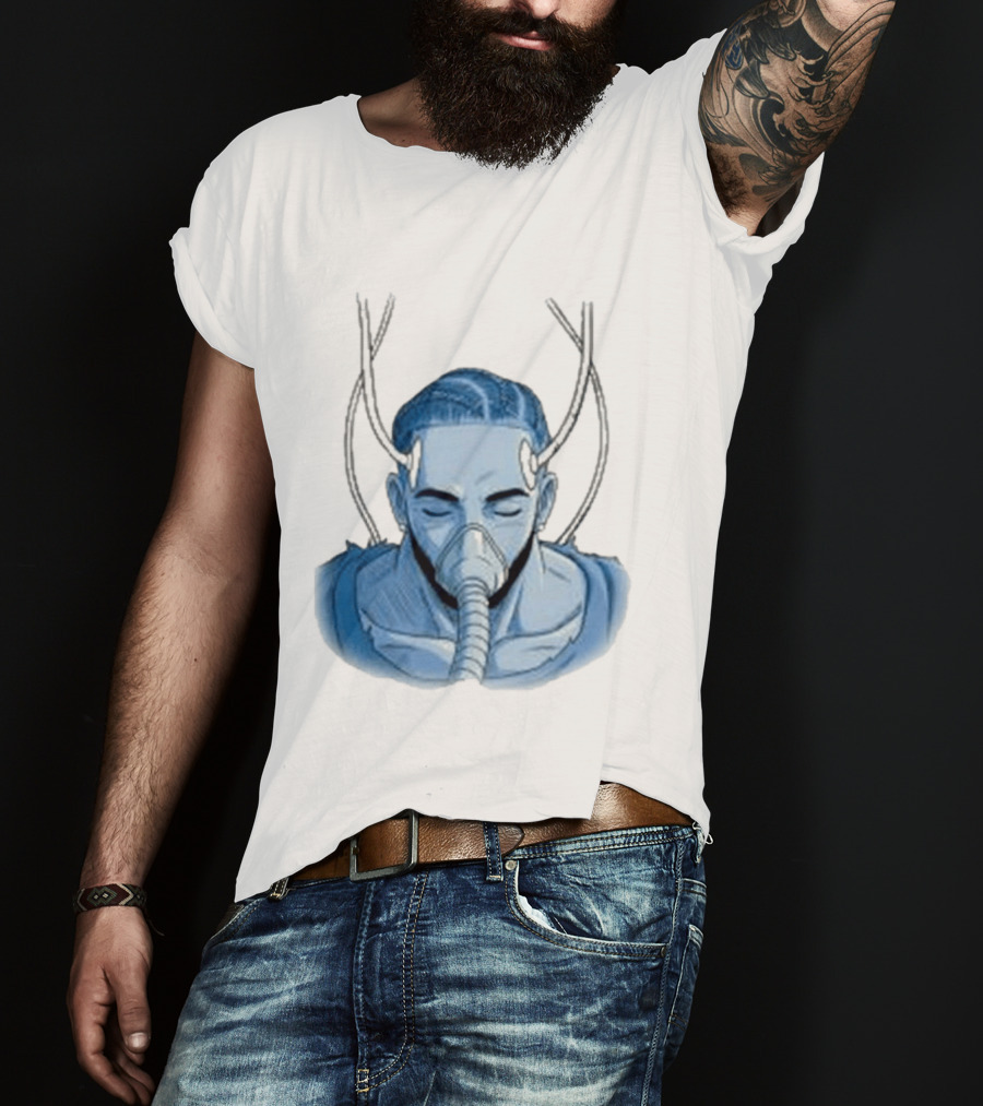 Reaven Leggenda Futuristic Masked Figure With Antlers T-Shirt