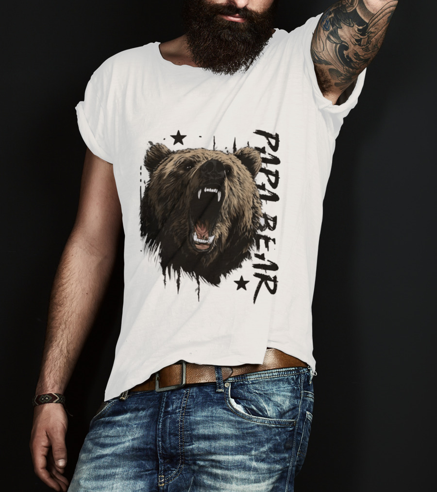 Roaring Grizzly Bear Papa Bear Fierce Wildlife Expression T-Shirt