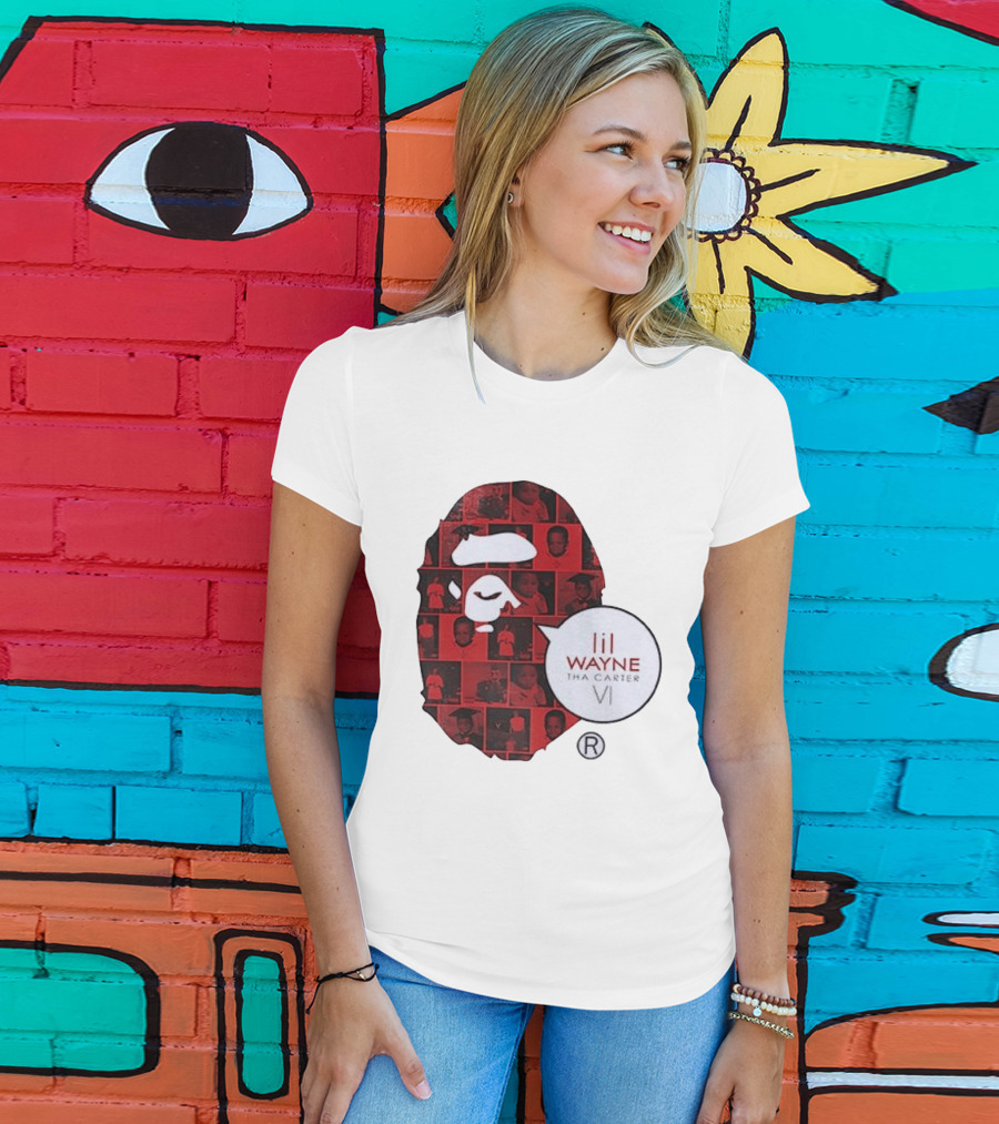Lil Wayne Tha Carter VI BAPE Collaboration Red Photo Collage T-Shirt