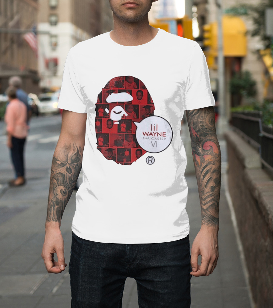 Lil Wayne Tha Carter VI BAPE Collaboration Red Photo Collage T-Shirt