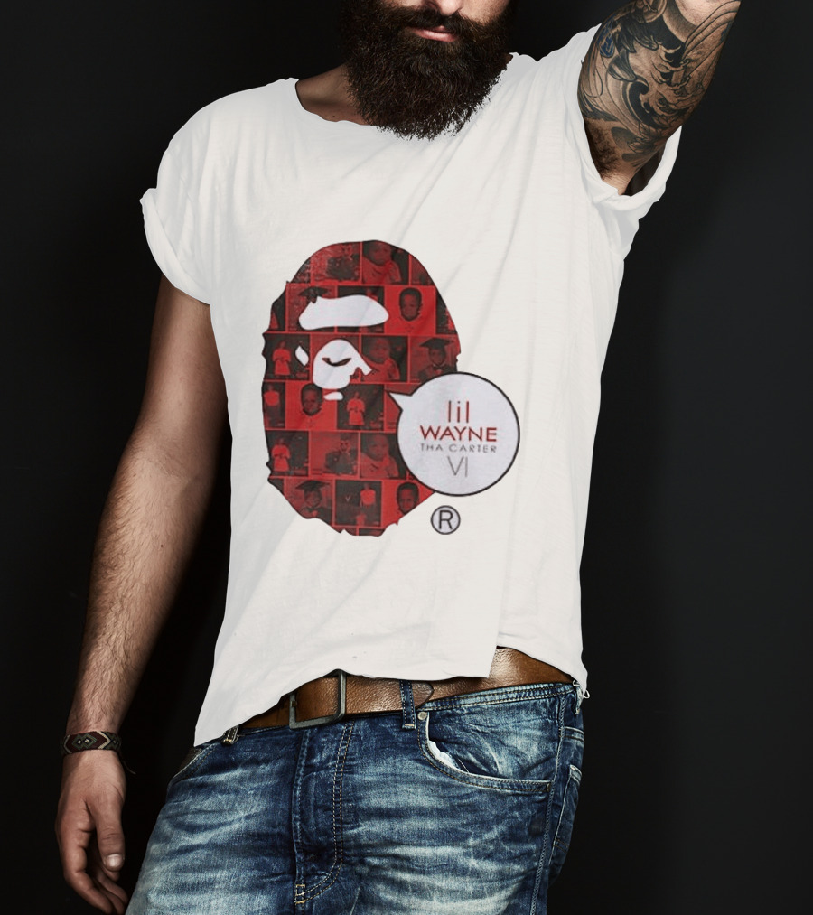Lil Wayne Tha Carter VI BAPE Collaboration Red Photo Collage T-Shirt