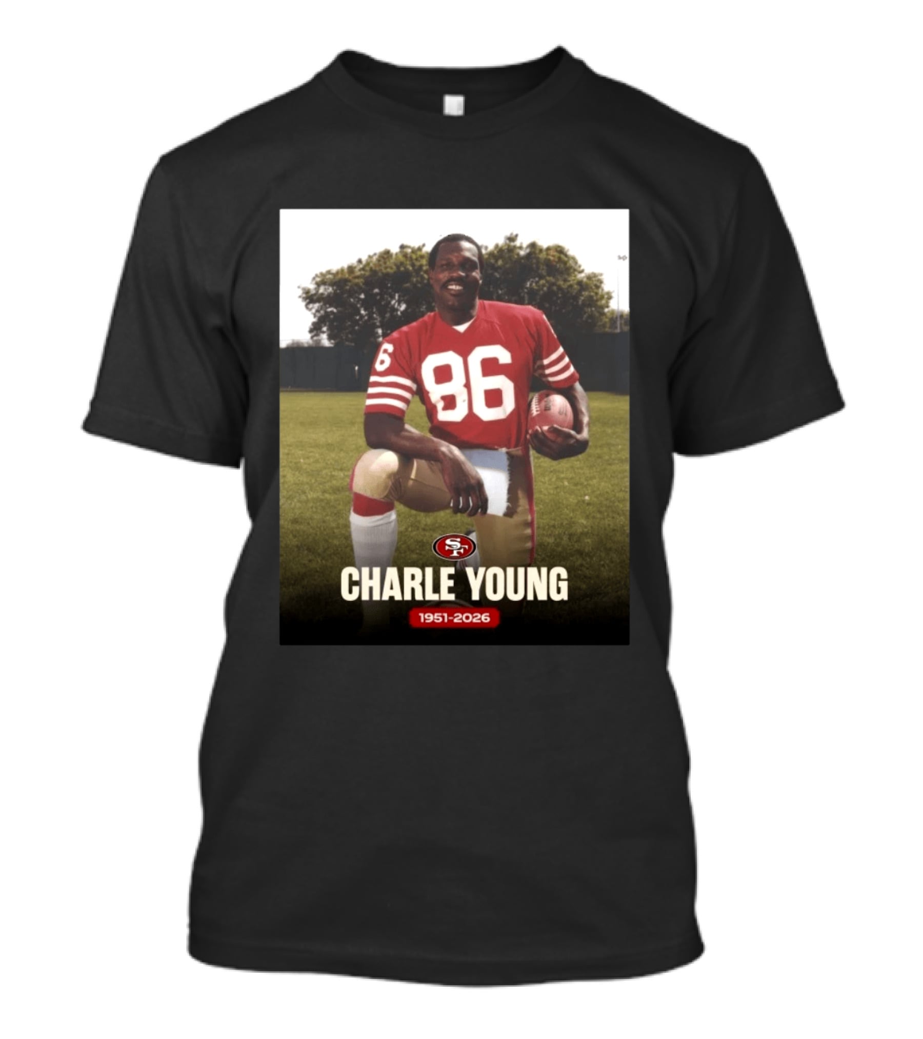 San Francisco 49ers Charle Young 86 1951 2026 T-Shirt