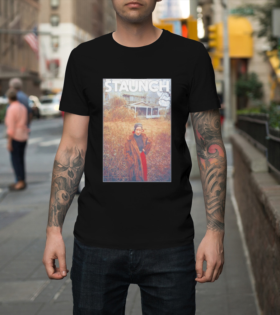 STAUNCH Vintage Fur Coat Homestead Scene T-Shirt