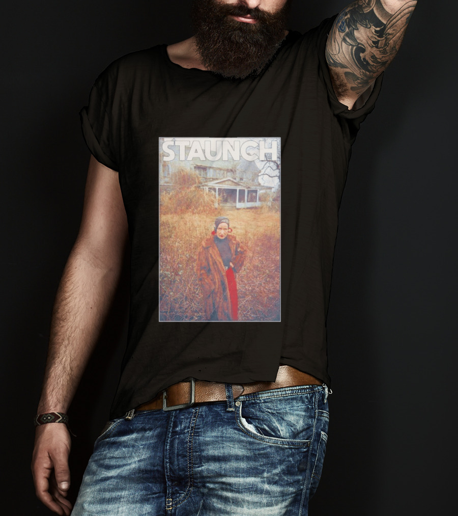 STAUNCH Vintage Fur Coat Homestead Scene T-Shirt