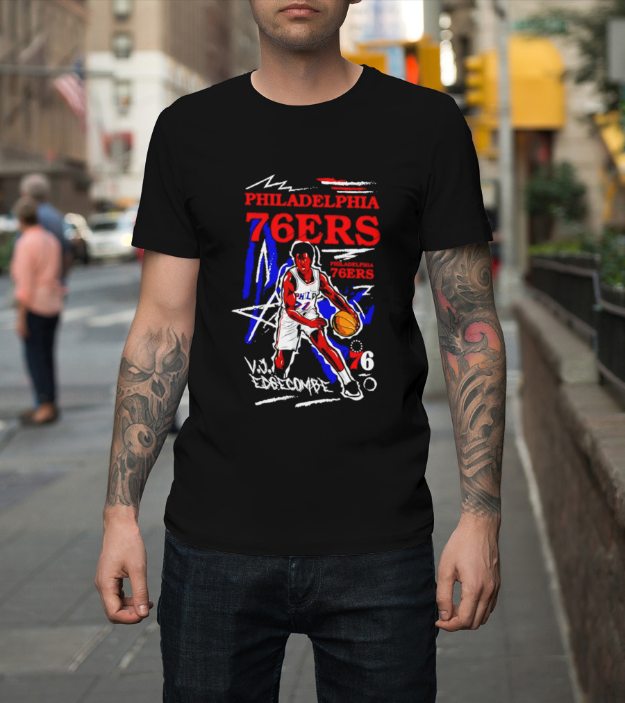 Philadelphia 76ers VJ Edgecombe Chalked Up Player Name Number 6 T-Shirt