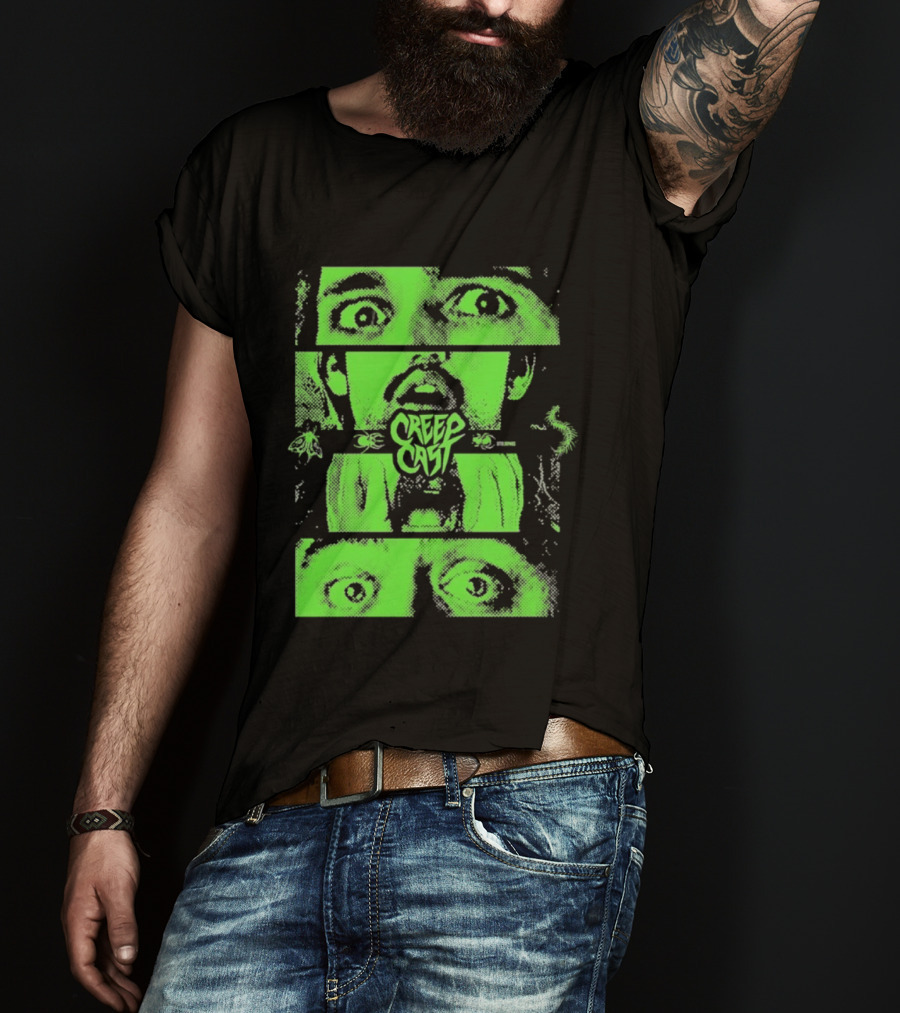 CreepCast Horror Retro Comic Green Face T-Shirt