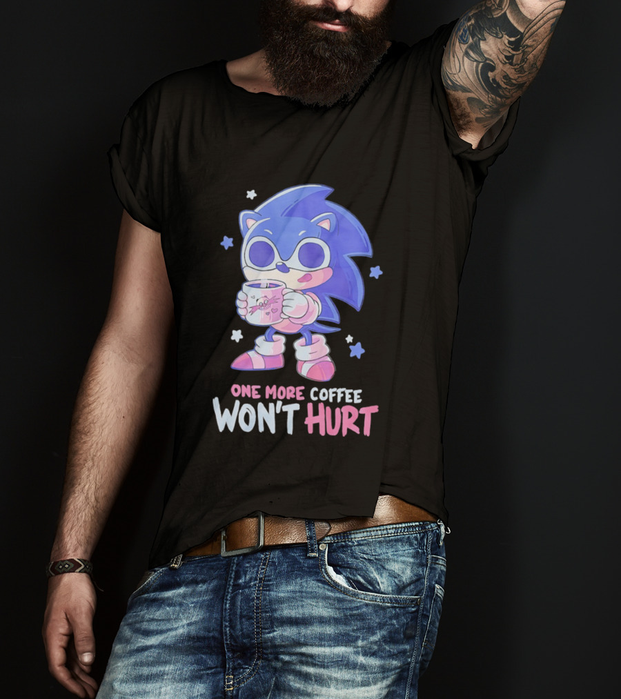 Sonic Hedgehog One More Coffee Won't Hurt Cartoon T-Shirt