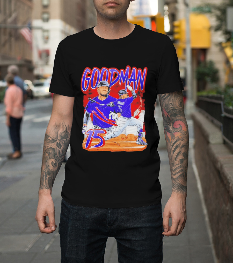 Goodman Baseball Action And Number 15 Illustration Euphoria Rise T-Shirt
