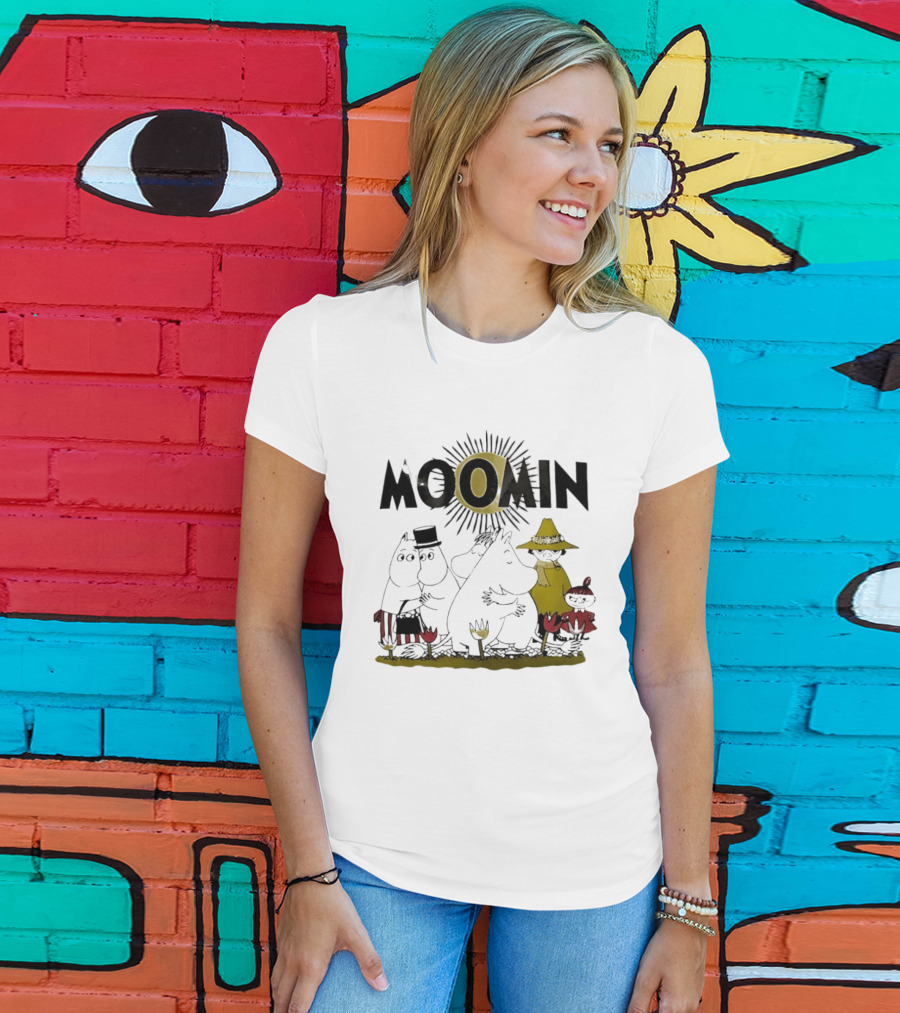 Moomin Family In Sunshine Cartoon Gathering T-Shirt