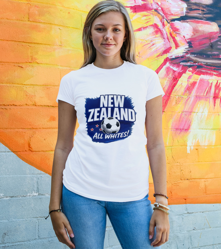New Zealand All Whites Soccer Team Stars And Ball T-Shirt