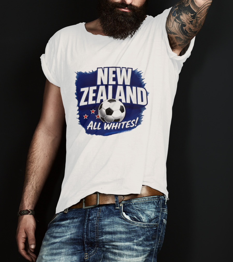 New Zealand All Whites Soccer Team Stars And Ball T-Shirt