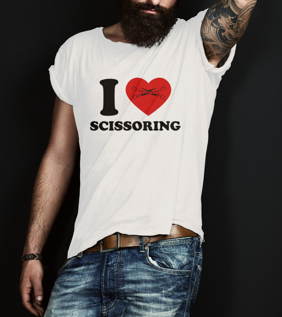 I Love Scissoring Heart With Crossed Scissors T-Shirt