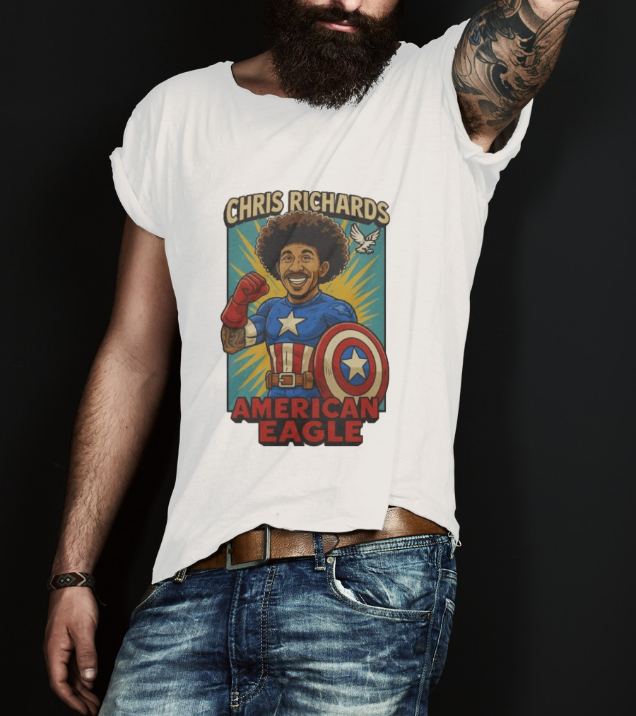 Chris Richards American Eagle Captain Star Shield Superhero T-Shirt